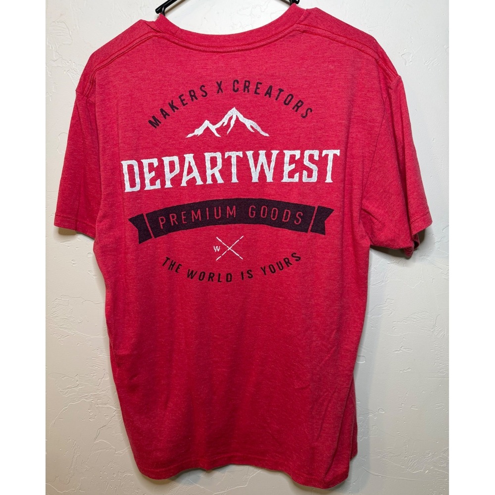Departwest Mens Red Heathered Graphic T-Shirt Makers x Creators Large